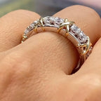 Luxury Two Tone Unique Design Round Cut White Sapphire Eternity Wedding Band For Women