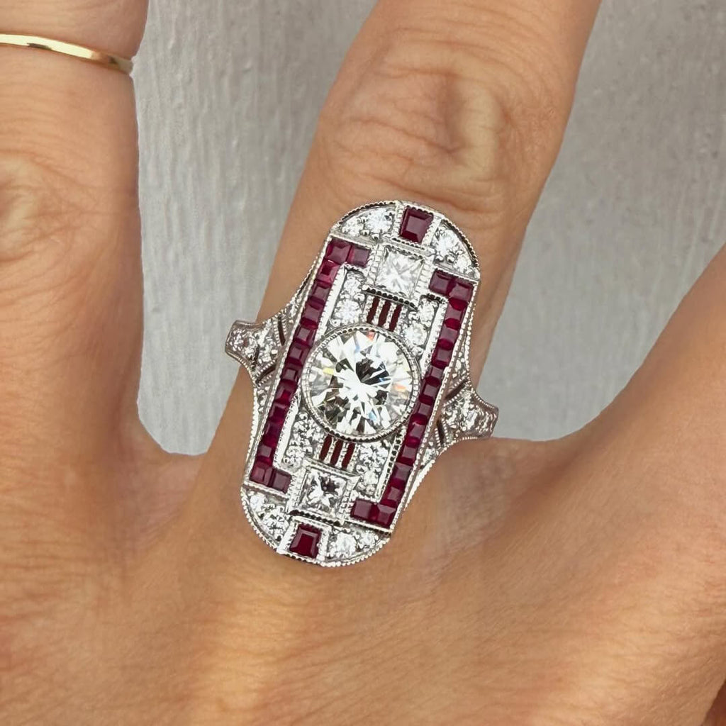 Luxury Jewelry Art Deco Halo Bezel Round Cut White Sapphire Engagement Rings