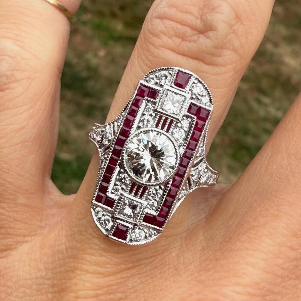 Luxury Jewelry Art Deco Halo Bezel Round Cut White Sapphire Engagement Rings