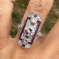 Luxury Jewelry Art Deco Halo Bezel Round Cut White Sapphire Engagement Rings