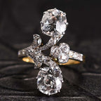 Luxury Jewelry Toi Et Moi Design Two Tone Cushion & Round Cut White Sapphire Engagement Ring