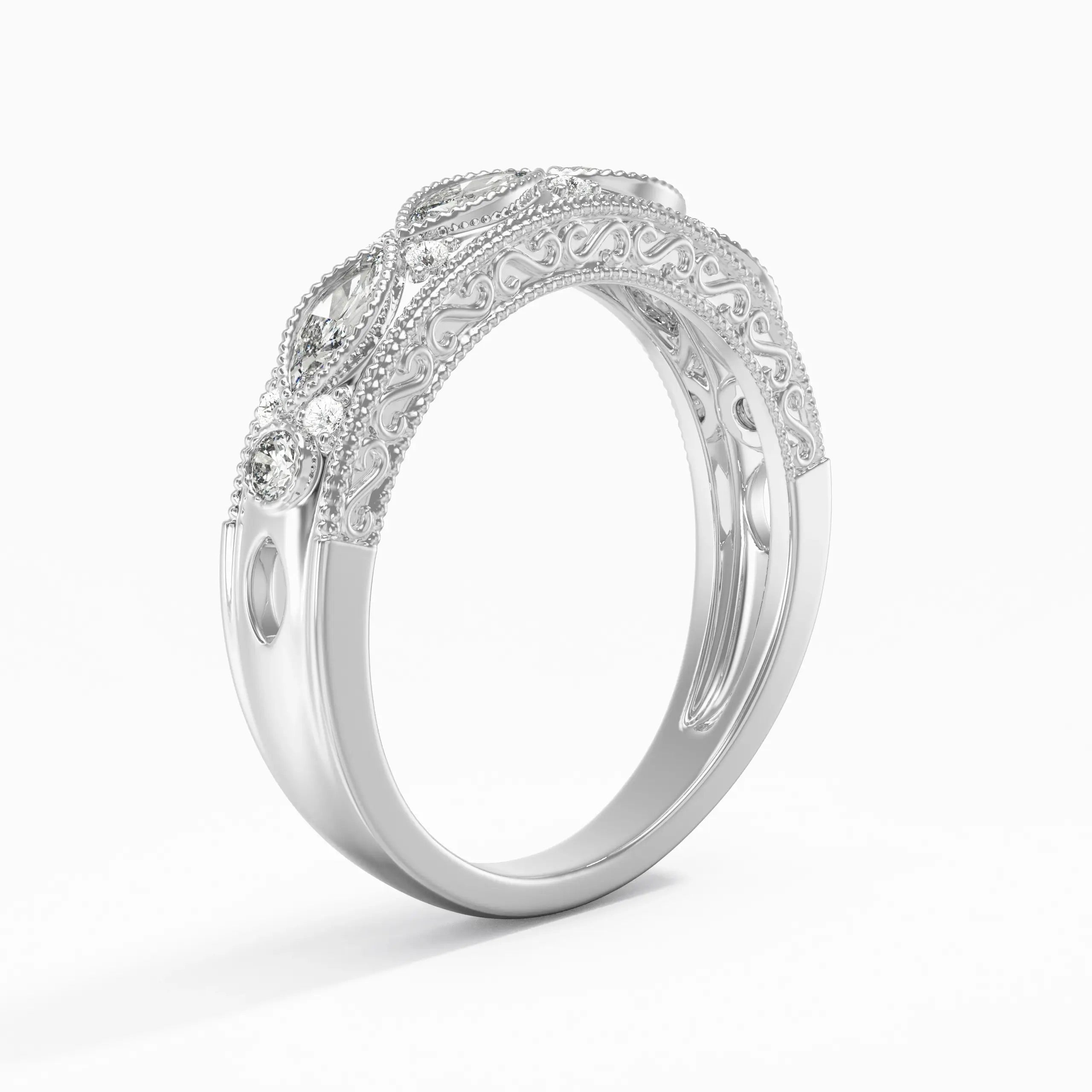 Luxury Jewelry Marquise Cut White Sapphire Eternity Wedding Band For Women