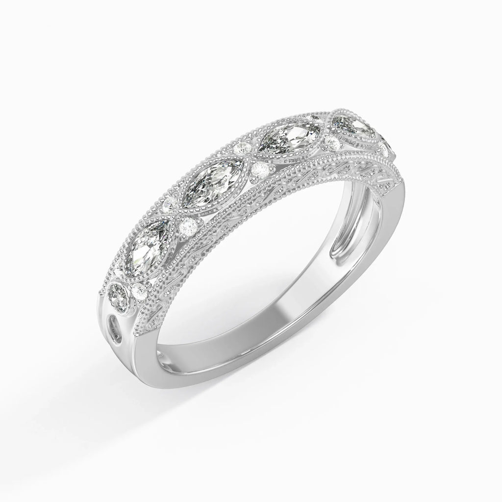 Luxury Jewelry Marquise Cut White Sapphire Eternity Wedding Band For Women