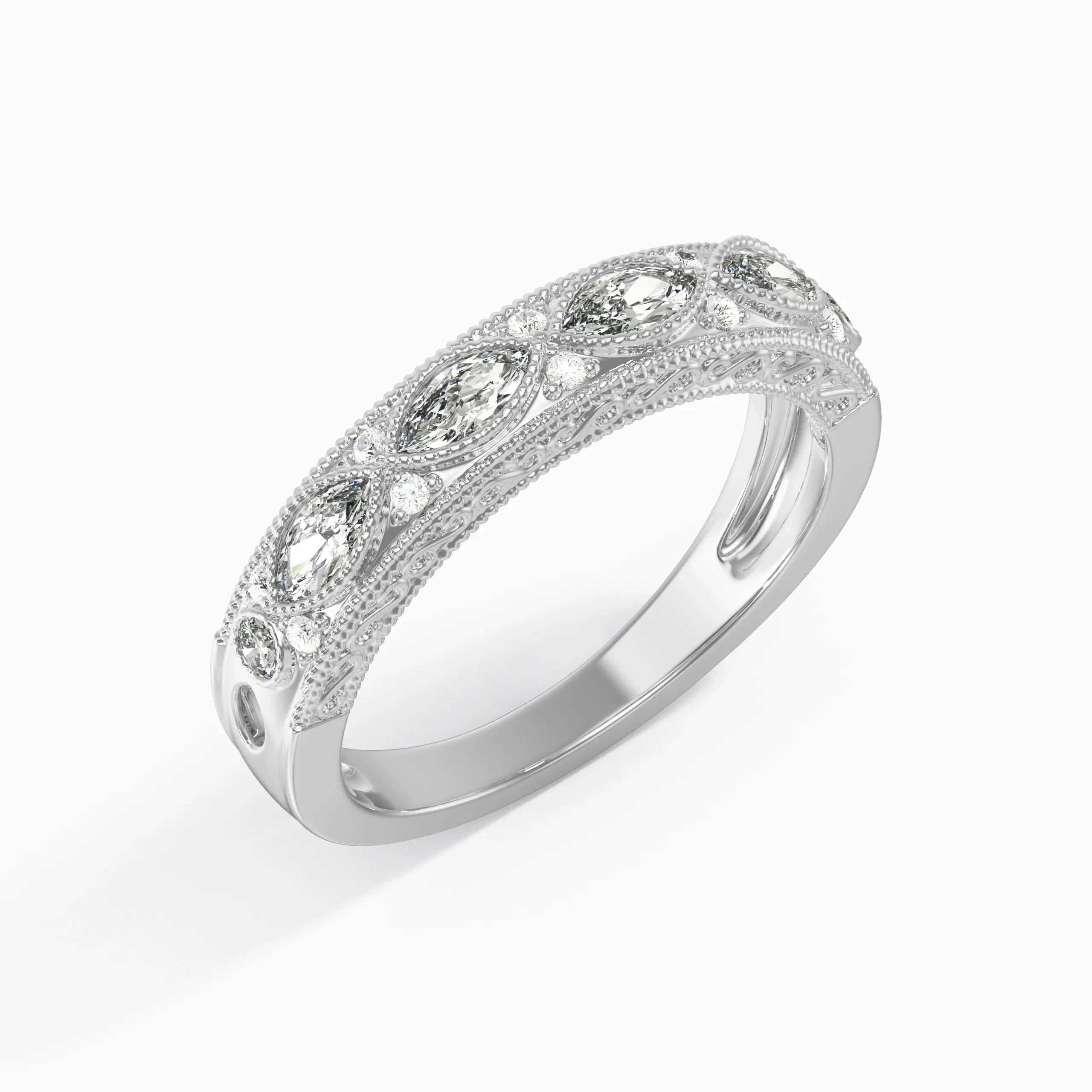Luxury Jewelry Marquise Cut White Sapphire Eternity Wedding Band For Women