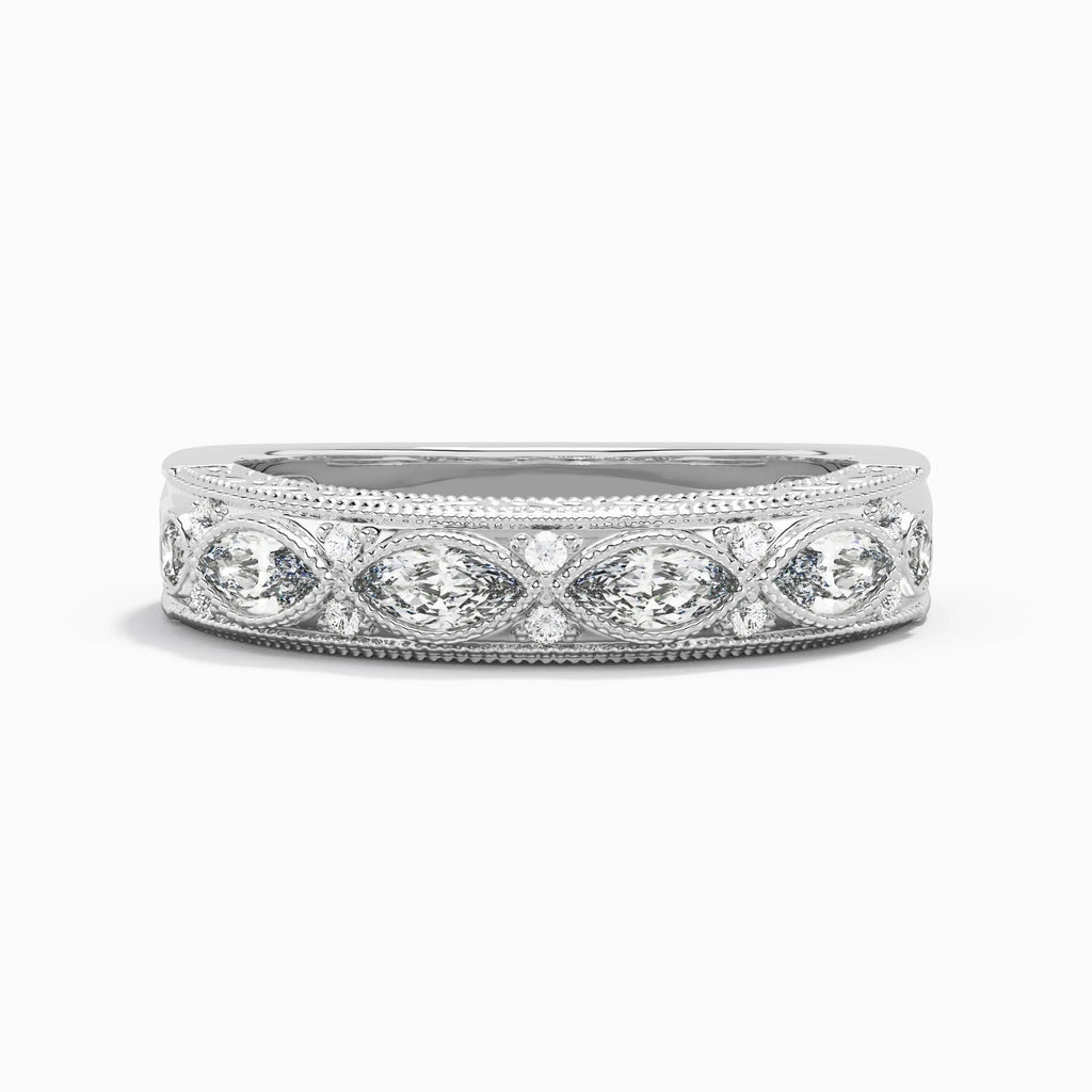 Luxury Jewelry Marquise Cut White Sapphire Eternity Wedding Band For Women