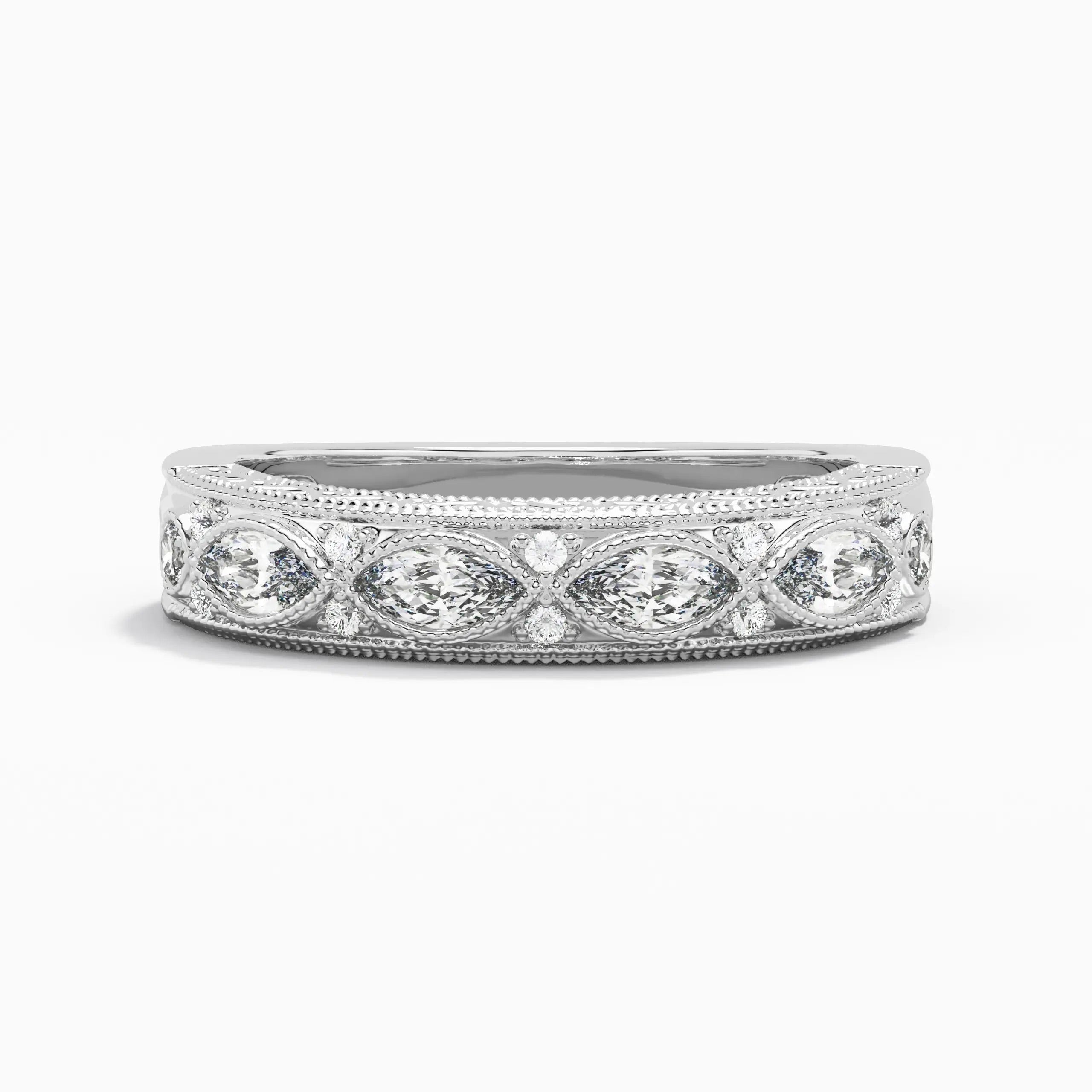 Luxury Jewelry Marquise Cut White Sapphire Eternity Wedding Band For Women