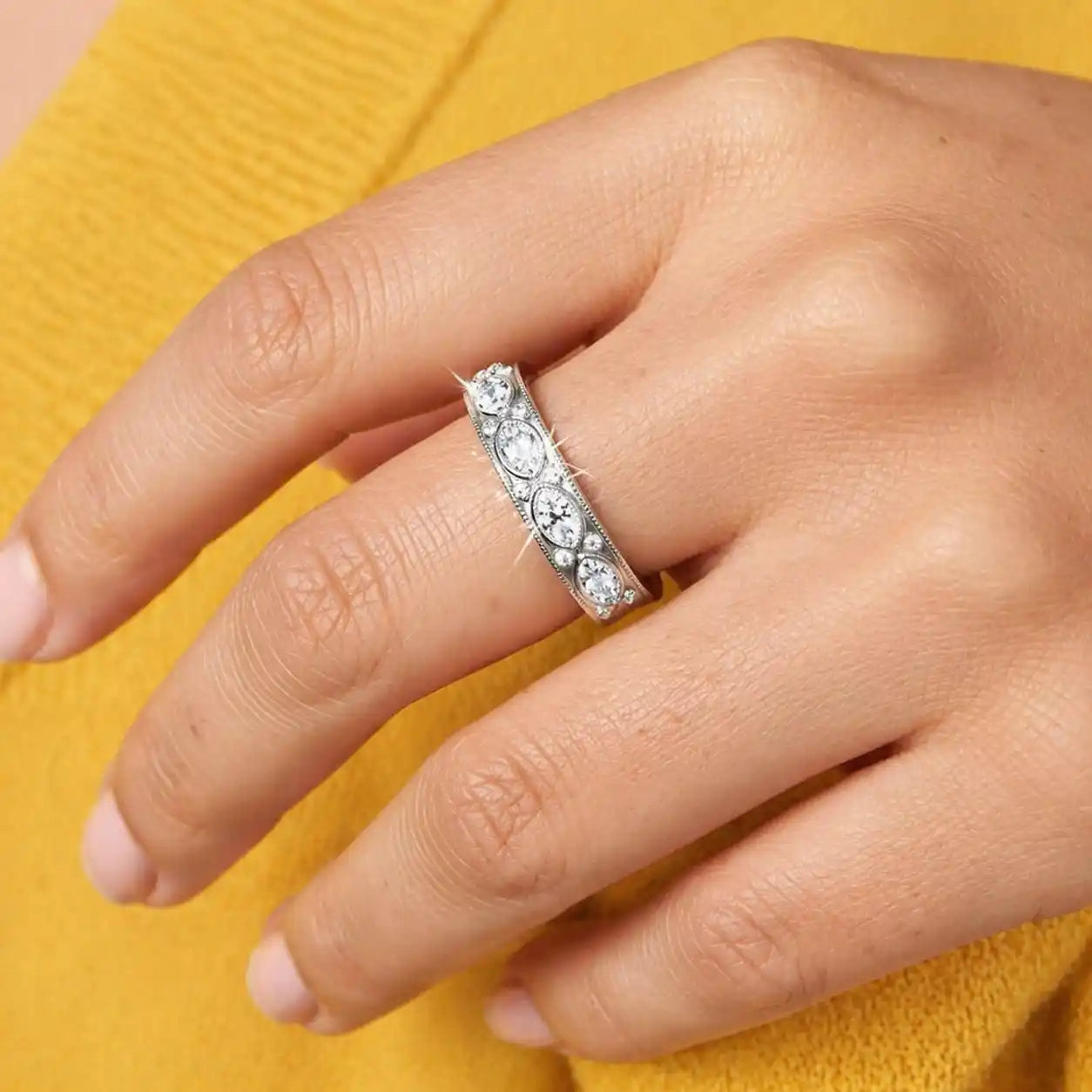 Luxury Jewelry Marquise Cut White Sapphire Eternity Wedding Band For Women
