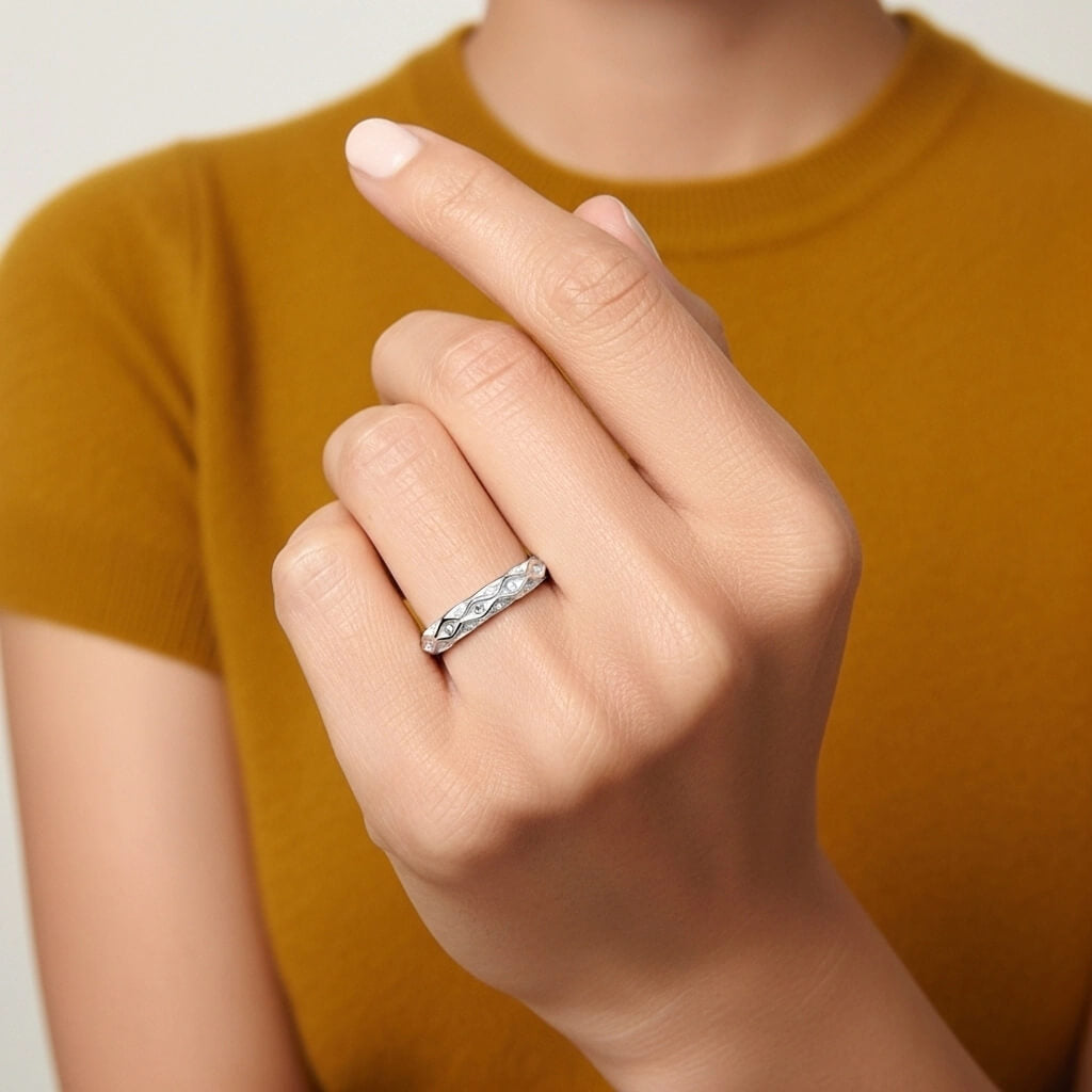 Luxury Jewelry Round Cut White Moissanite Eternity Wedding Band For Women