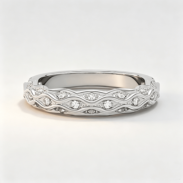 Luxury Jewelry Round Cut White Sapphire Eternity Wedding Band For Women