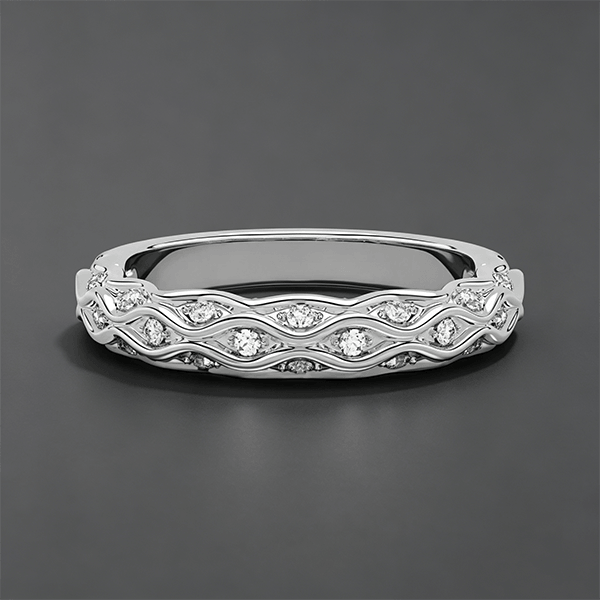Luxury Jewelry Round Cut White Sapphire Eternity Wedding Band For Women