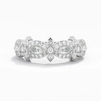 Luxury Jewelry Pavé Nature Blossom Rose Design Round Cut White Sapphire Half Eternity Wedding Band For Women