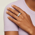 Luxury Jewelry Pavé Nature Blossom Rose Design Round Cut White Sapphire Half Eternity Wedding Band For Women
