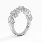 Luxury Jewelry Pavé Nature Blossom Rose Design Round Cut White Sapphire Half Eternity Wedding Band For Women