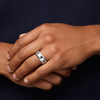 Luxury Jewelry Wide Round Cut White Sapphire Eternity Wedding Band For Women