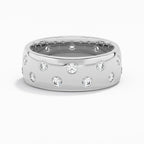 Luxury Jewelry Wide Round Cut White Sapphire Eternity Wedding Band For Women