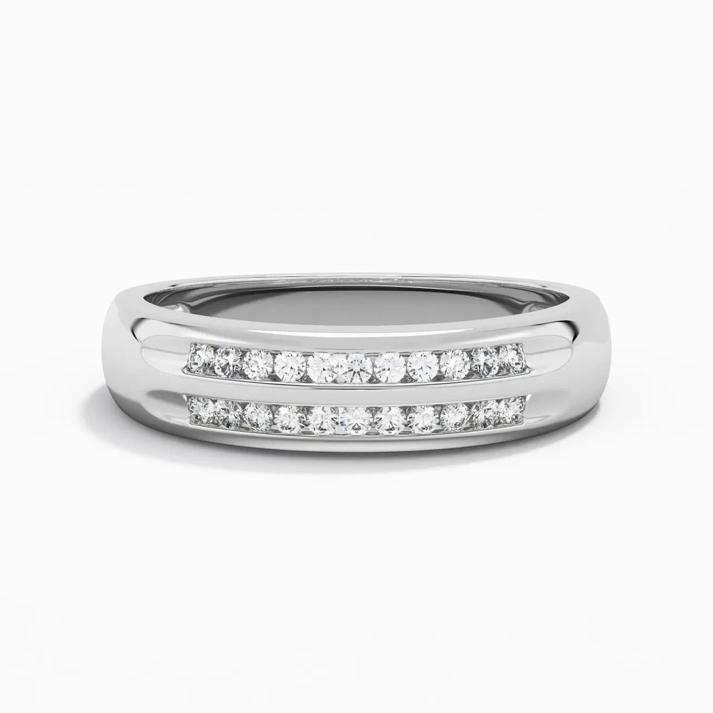 Luxury Jewelry Double Row Round Cut White Sapphire Half Eternity Wedding Band For Women