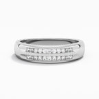 Luxury Jewelry Double Row Round Cut White Sapphire Half Eternity Wedding Band For Women