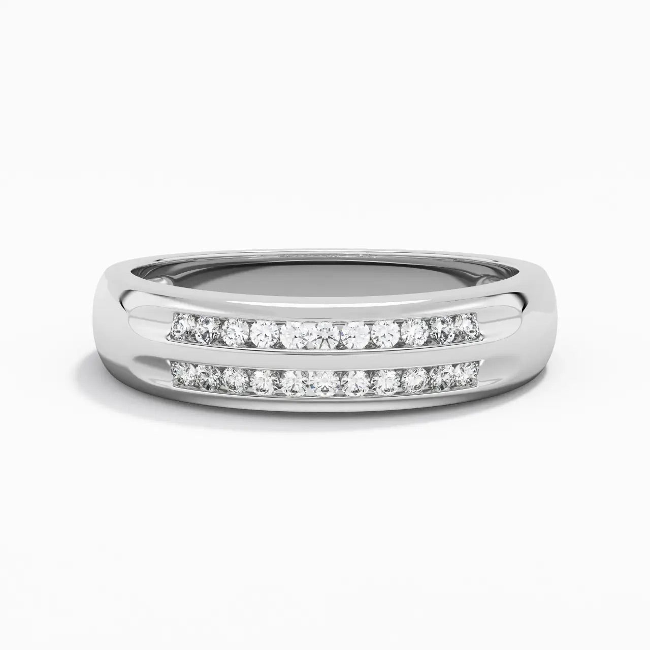 Luxury Jewelry Double Row Round Cut White Sapphire Half Eternity Wedding Band For Women