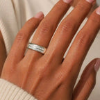 Luxury Jewelry Double Row Round Cut White Sapphire Half Eternity Wedding Band For Women