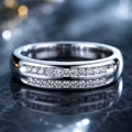 Luxury Jewelry Double Row Round Cut White Sapphire Half Eternity Wedding Band For Women