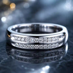 Luxury Jewelry Double Row Round Cut White Sapphire Half Eternity Wedding Band For Women