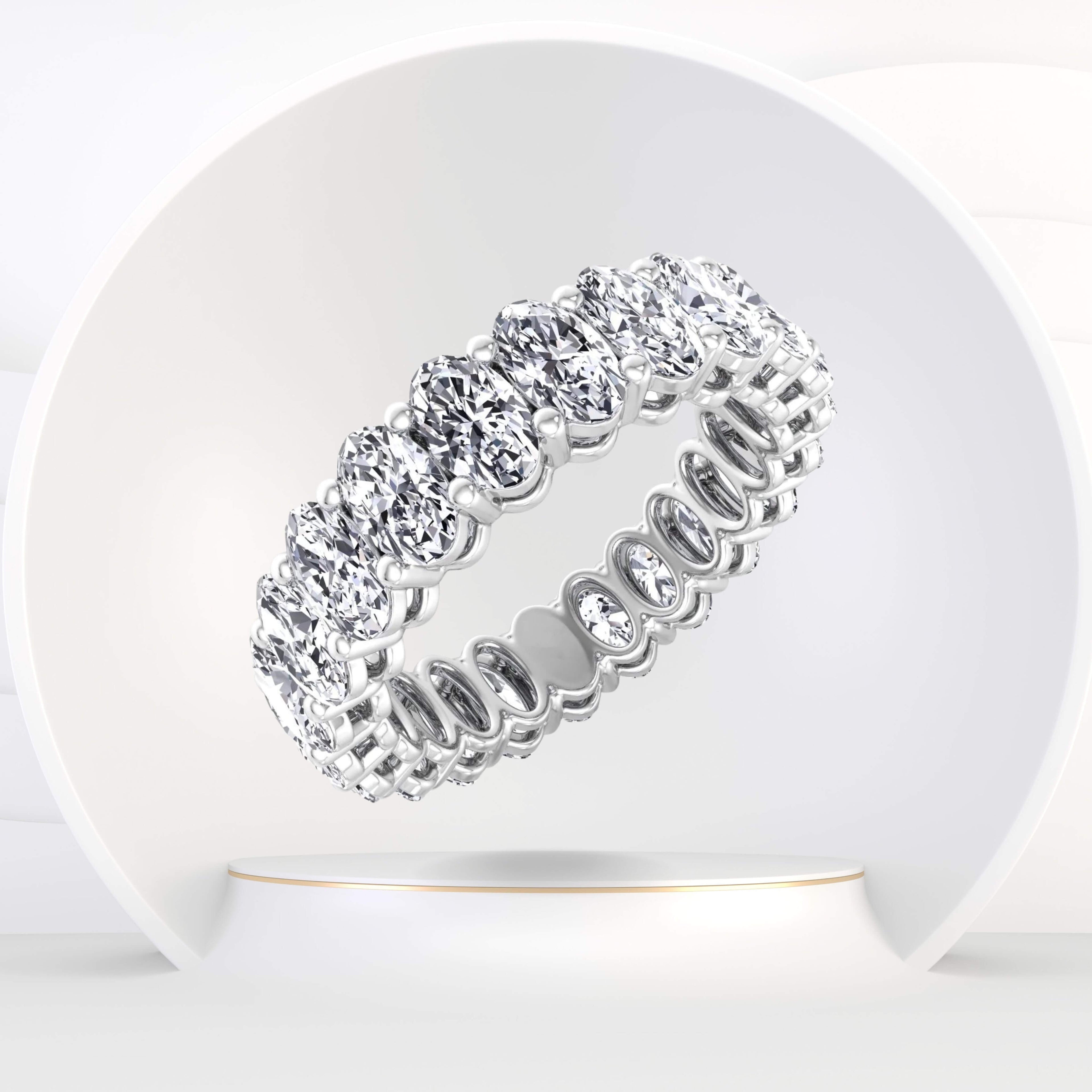 Luxury Jewelry Classic Oval Cut White Sapphire Eternity Wedding Band For Women