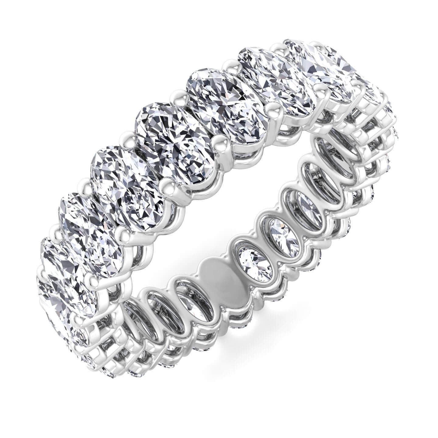 Luxury Jewelry Classic Oval Cut White Sapphire Eternity Wedding Band For Women