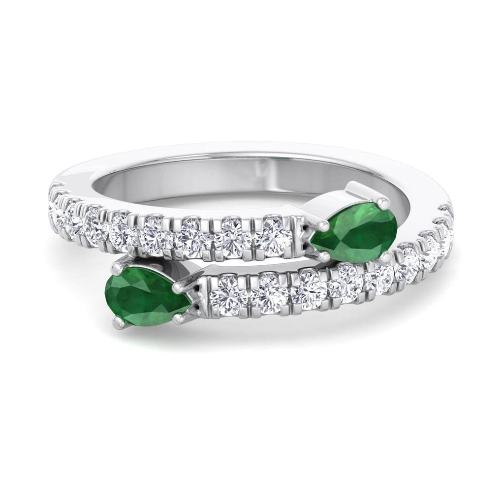Luxury Jewelry Pear Cut Emerald Sapphire Half Eternity Wedding Band For Women