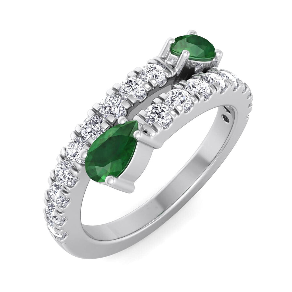 Luxury Jewelry Pear Cut Emerald Sapphire Half Eternity Wedding Band For Women