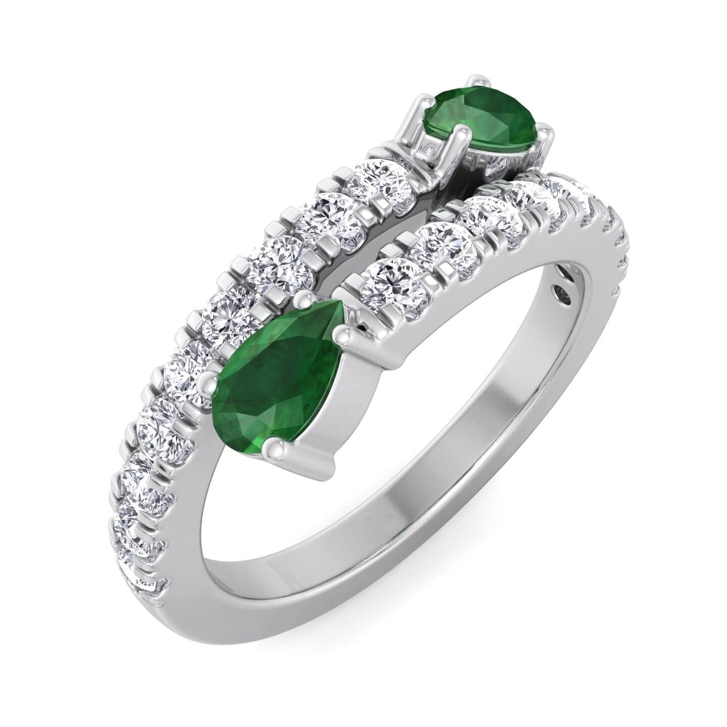 Luxury Jewelry Pear Cut Emerald Sapphire Half Eternity Wedding Band For Women