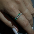 Luxury Jewelry Pear Cut Emerald Sapphire Half Eternity Wedding Band For Women