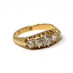 Luxury Jewelry Classic Golden Five Stone Cushion Cut White Sapphire Wedding Band