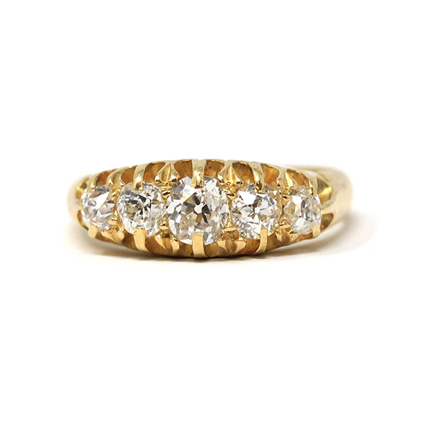 Luxury Jewelry Classic Golden Five Stone Cushion Cut White Sapphire Wedding Band