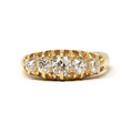 Luxury Jewelry Classic Golden Five Stone Cushion Cut White Sapphire Wedding Band