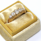 Luxury Jewelry Classic Golden Five Stone Cushion Cut White Sapphire Wedding Band