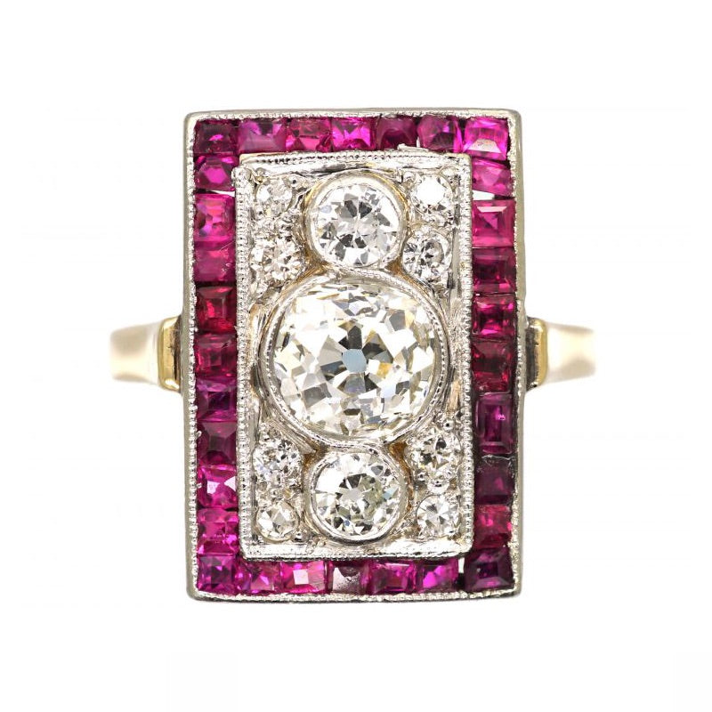 Luxury Jewelry Art Deco Two Tone Halo Round Cut White Sapphire Engagement Rings