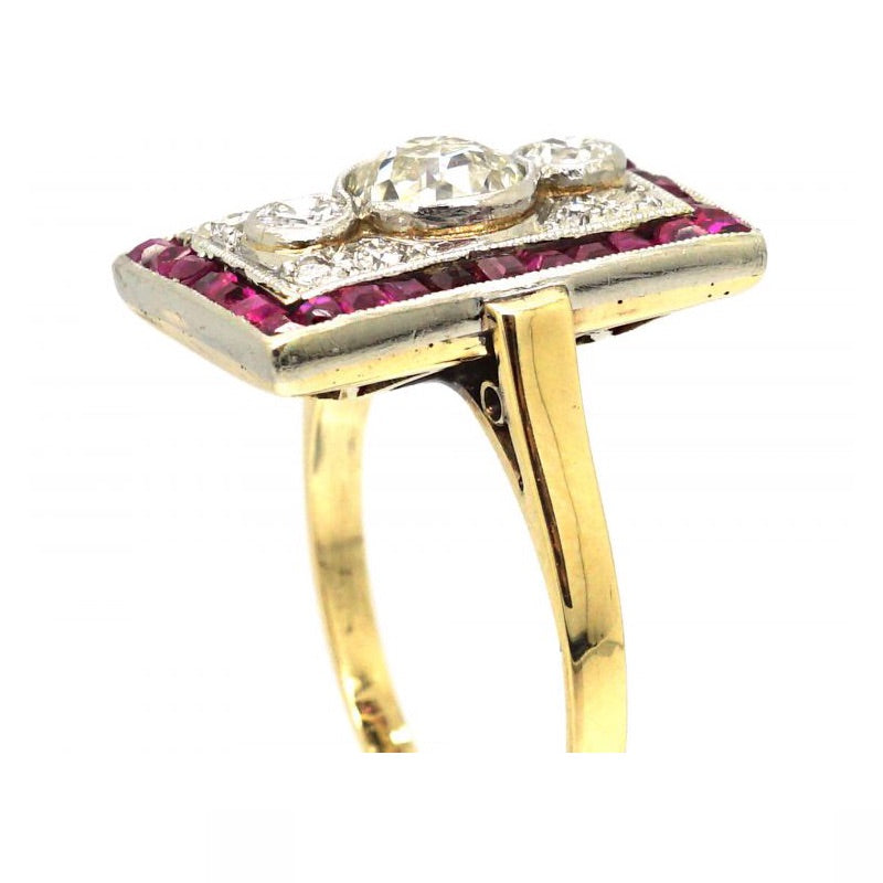Luxury Jewelry Art Deco Two Tone Halo Round Cut White Sapphire Engagement Rings