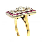 Luxury Jewelry Art Deco Two Tone Halo Round Cut White Sapphire Engagement Rings