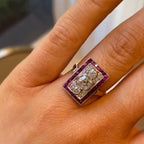 Luxury Jewelry Art Deco Two Tone Halo Round Cut White Sapphire Engagement Rings
