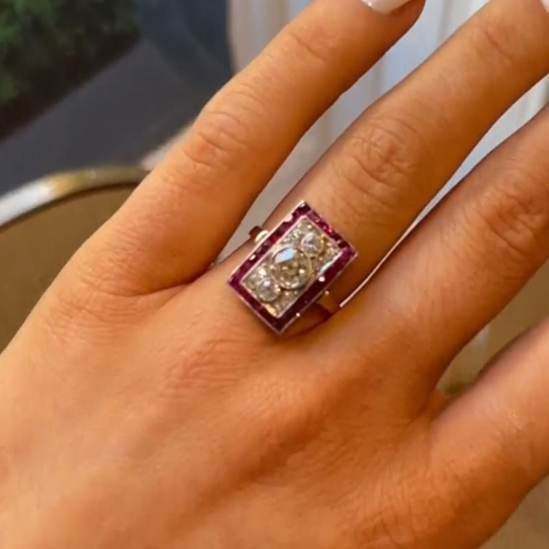 Luxury Jewelry Art Deco Two Tone Halo Round Cut White Sapphire Engagement Rings