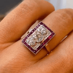 Luxury Jewelry Art Deco Two Tone Halo Round Cut White Sapphire Engagement Rings