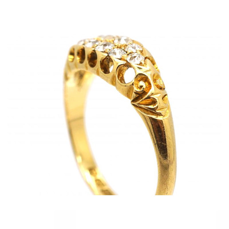 Luxury Jewelry Vintage Gold Boat Round Cut White Sapphire Half Eternity Wedding Band For Women