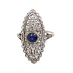 Luxury Jewelry Vintage Design Cluster Halo Round Cut Blue & White Sapphire Engagement Rings