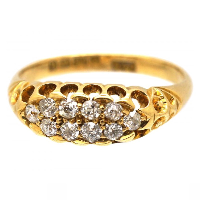 Luxury Jewelry Vintage Gold Boat Round Cut White Sapphire Half Eternity Wedding Band For Women