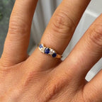Luxury Jewelry Vintage Twist Design Golden Round Cut Blue & White Sapphire Engagement Rings