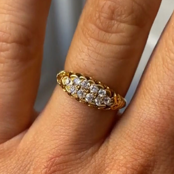 Luxury Jewelry Vintage Gold Boat Round Cut White Sapphire Half Eternity Wedding Band For Women