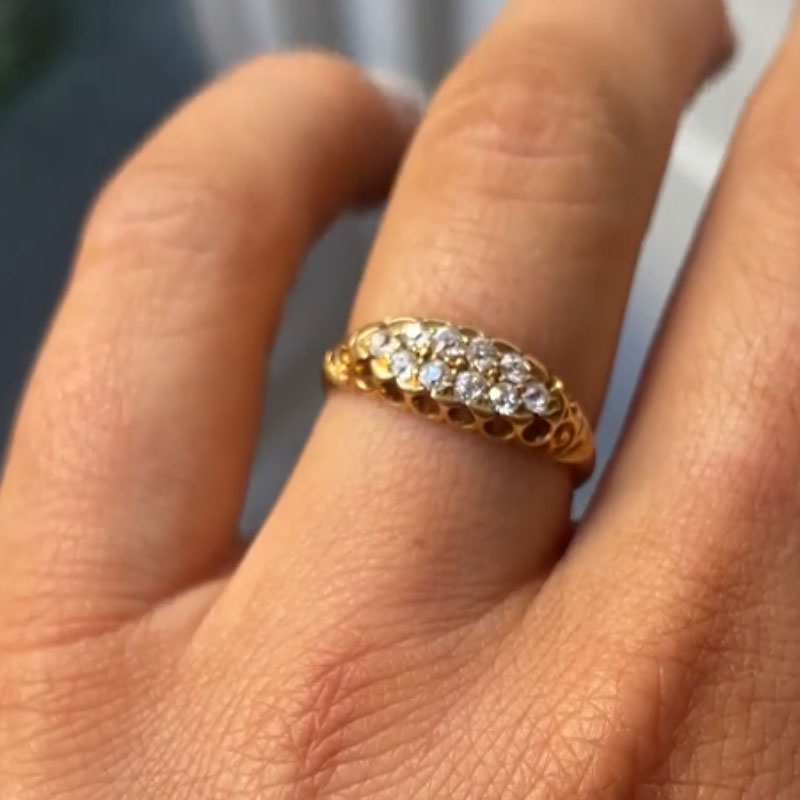 Luxury Jewelry Vintage Gold Boat Round Cut White Sapphire Half Eternity Wedding Band For Women