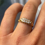 Luxury Jewelry Vintage Gold Boat Round Cut White Sapphire Half Eternity Wedding Band For Women