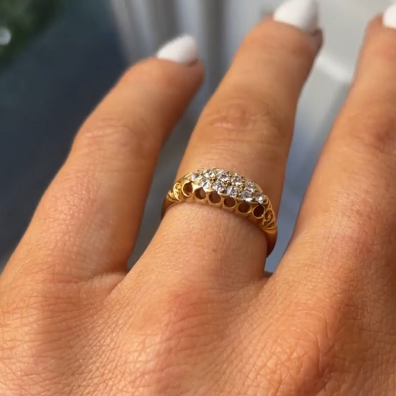 Luxury Jewelry Vintage Gold Boat Round Cut White Sapphire Half Eternity Wedding Band For Women