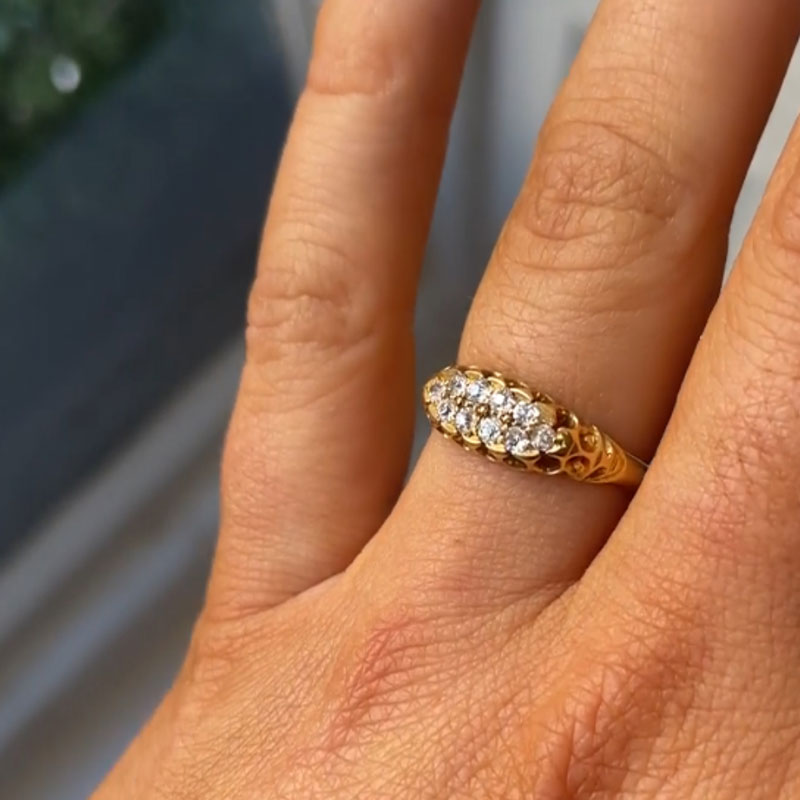 Luxury Jewelry Vintage Gold Boat Round Cut White Sapphire Half Eternity Wedding Band For Women